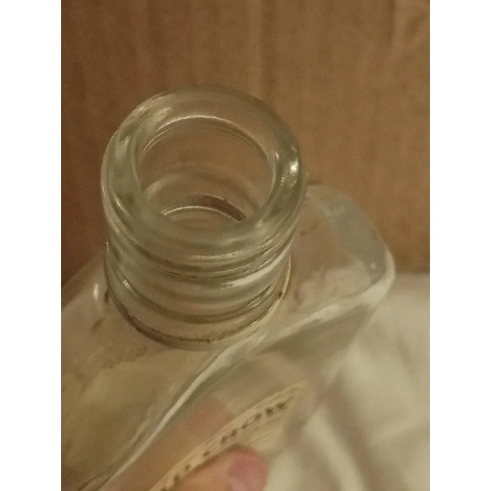 Vintage Old Crow Kentucky Bourbon Whiskey Half Pint Glass Bottle 6.5in 1965